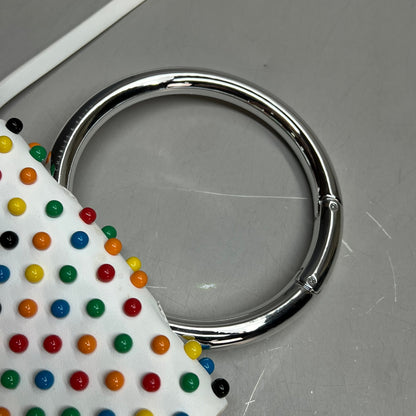 CHARLES & KEITH Rainbow Studded Shoulder Purse Faux Leather 6" x 6" (Pre-Owned)