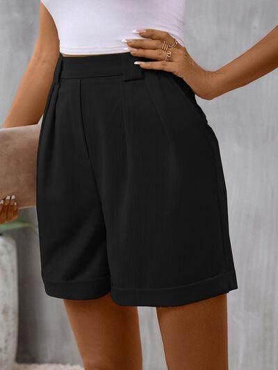Perfee Pocketed Mid-Rise Waist Shorts for Women Fashion