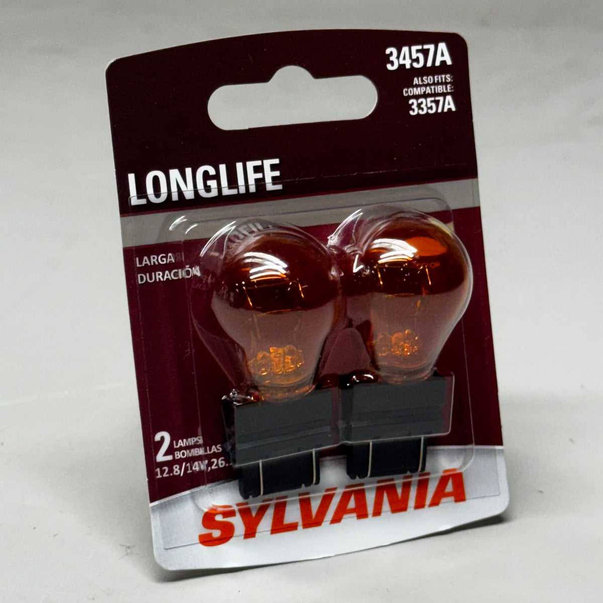 SYLVANIA (6 Bulb) Long Life Miniature 3457A, Orange 3457ALL.BP2
