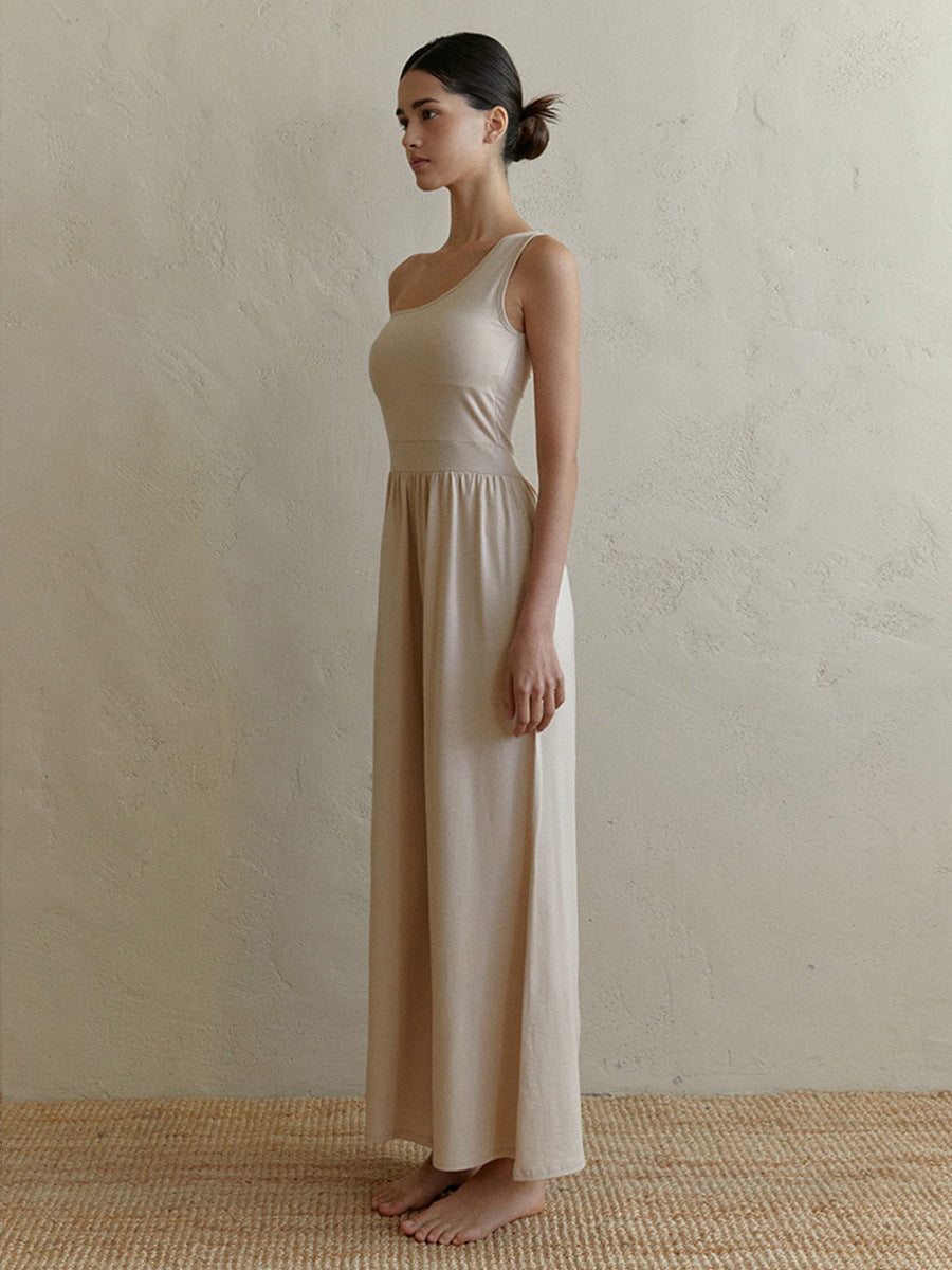 Women's Diagonal Shoulder Strap Yoga Jumpsuit