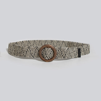 Bohemian Belt, Pp Grass Belt, Woven Belt, Skirt Matching, Natural Style, Versatile Decorative Elastic Belt For Women