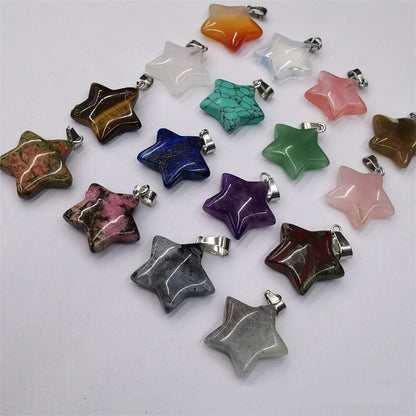 Natural Stone Crystal Agate Star Pendant