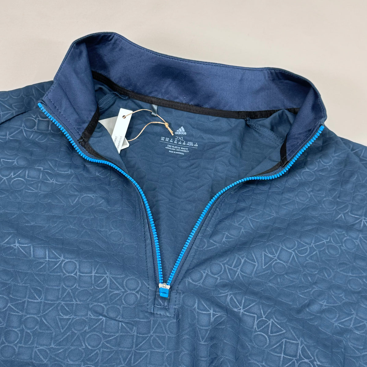 ADIDAS Deboss 1/4" Zip Men's Golf Sweatshirt Sz-2XL Navy Blue HA9118