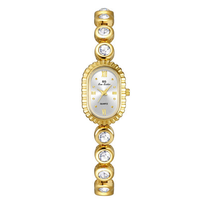 Womens Mid-century Light-luxury Jewelry Oval-arch Fashion Petite Watch