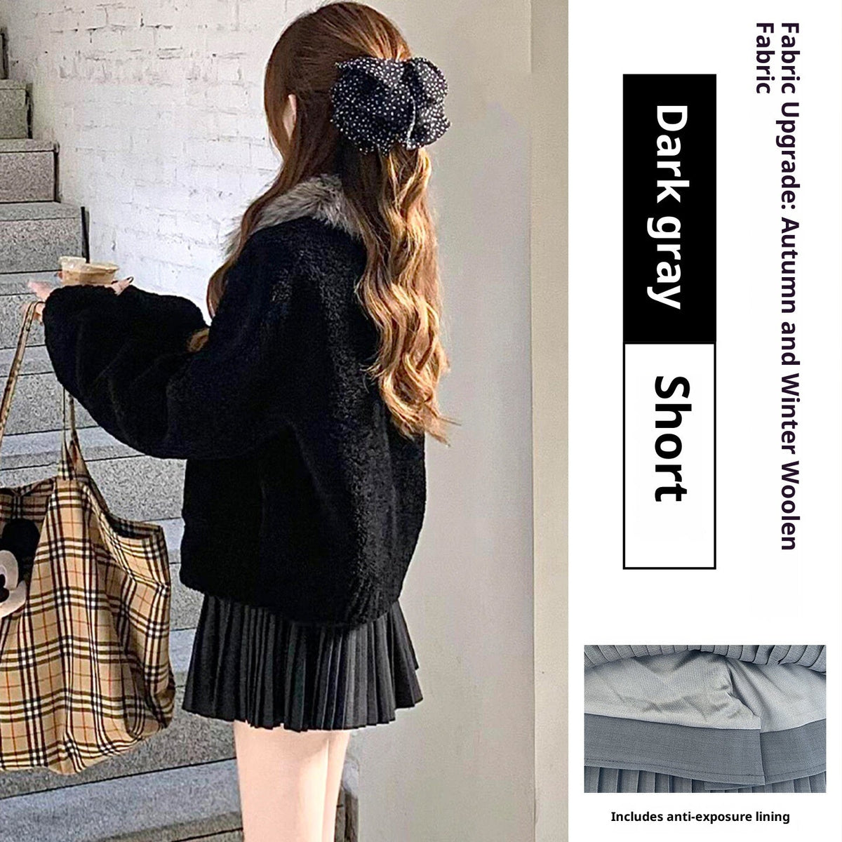Woolen Slim Pleated Skirt For Women