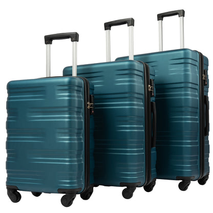 Hardshell Luggage Sets 3 Pcs Spinner Suitcase with TSA Lock Lightweight 20''24''28'' Navy + ABS