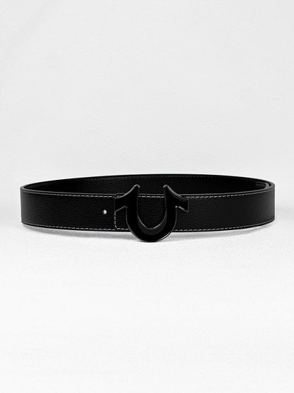 Men's Leather Belt With Smooth Buckle For Business Dress Pants