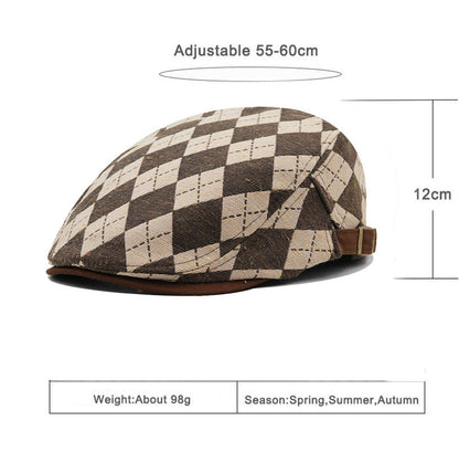 Retro Plaid Short Brim Advance British Casual Painter Hat
