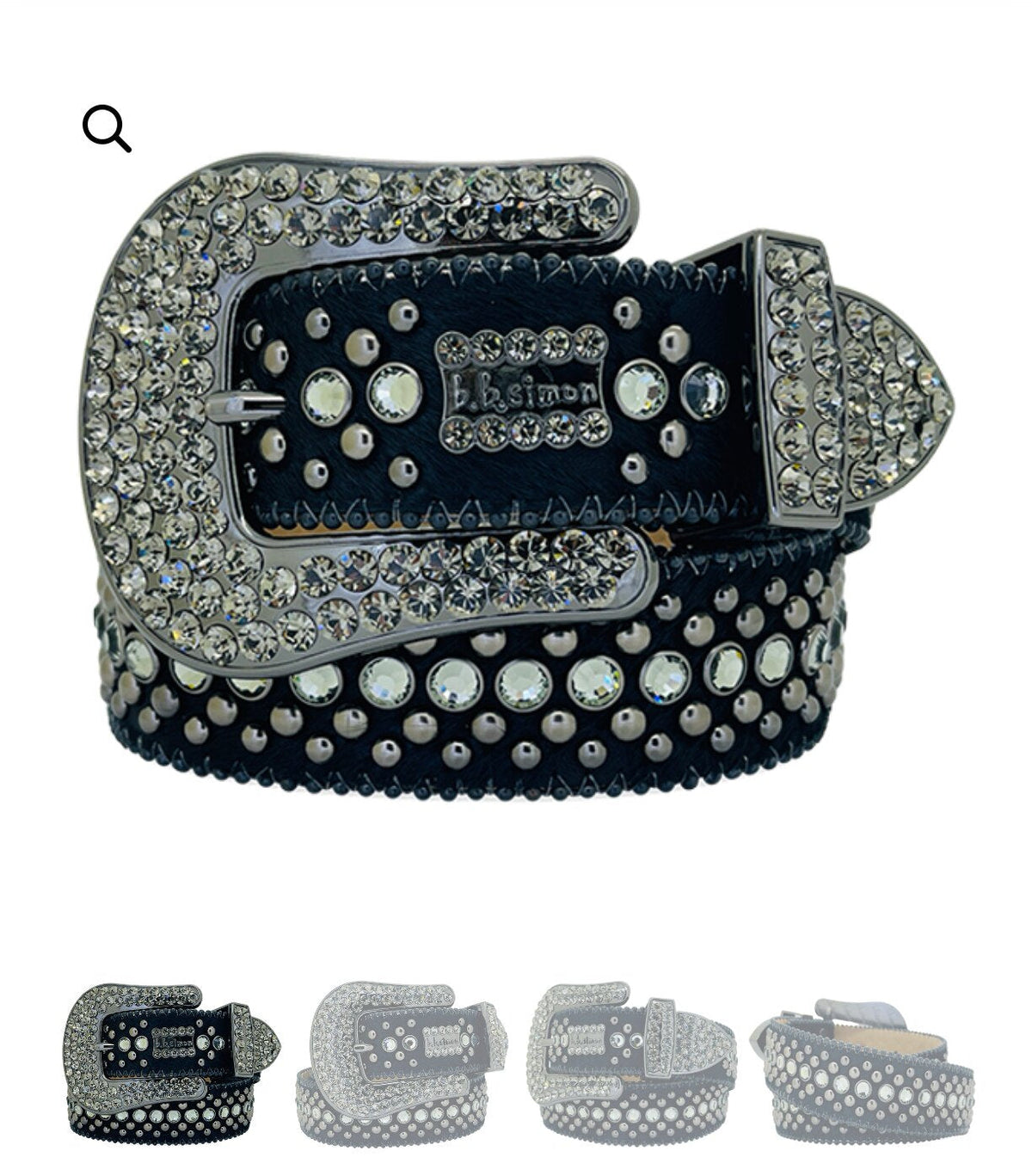 New Rhinestone Belt With Top-grain Leather Unisex