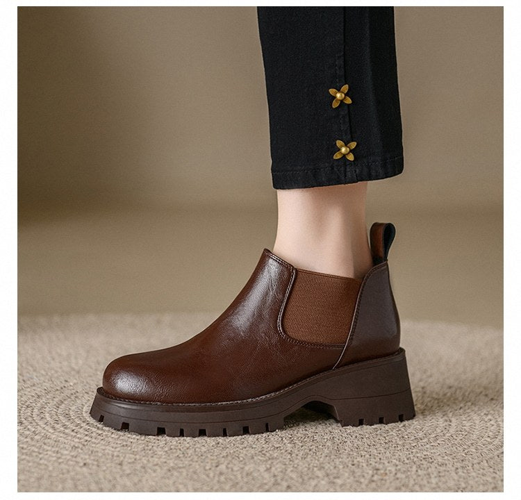 Brown Vintage Short Boots For Women