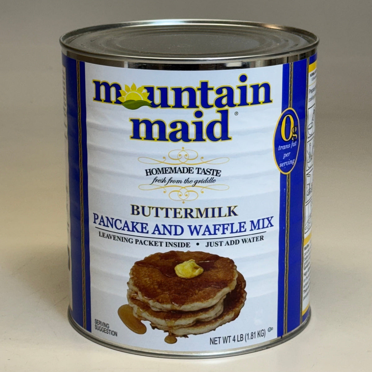 MOUNTAIN MAID (6 Pack) Buttermilk Pancake & Waffle Mix 4Lb in Can BB 07/24/27