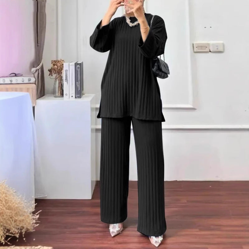 Womens Long-sleeve Shirt And Pants Set