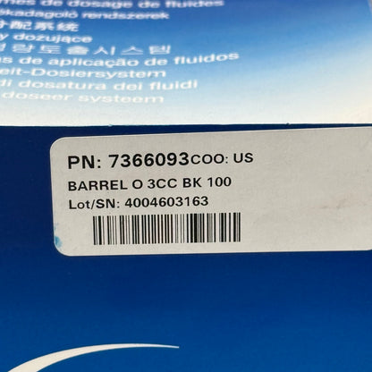 NORDSON Syringe Barrel Optimum Series 3 cc 100/Box Opaque Black 7366093
