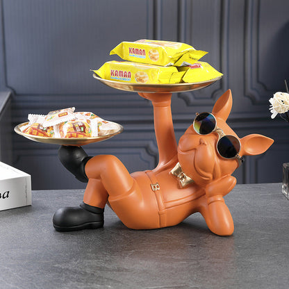 Creative Wealth Dog Ornament Entrance Key Storage Tray Desktop Candy Plate Home Decoration