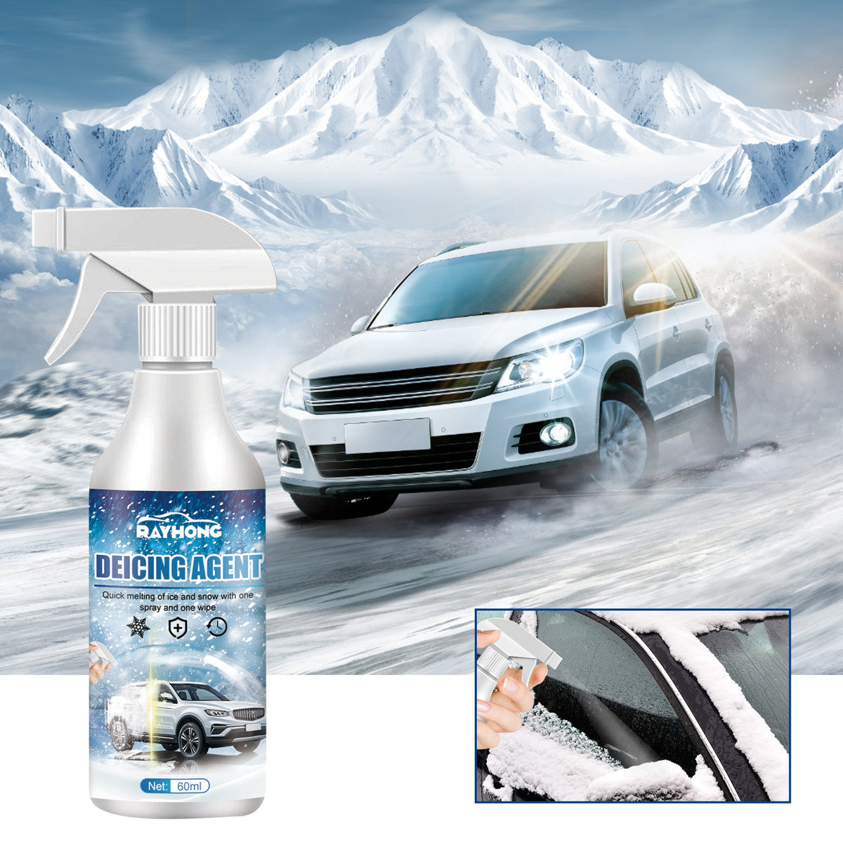 Melting Snow Remover Quick Melting Snow Remover For Car Glass In Winter Front Windshield And Window Snow Preventer