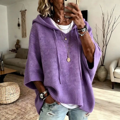 Hooded Batwing Knit Sweater New Fallwinter Style Loose-fitting