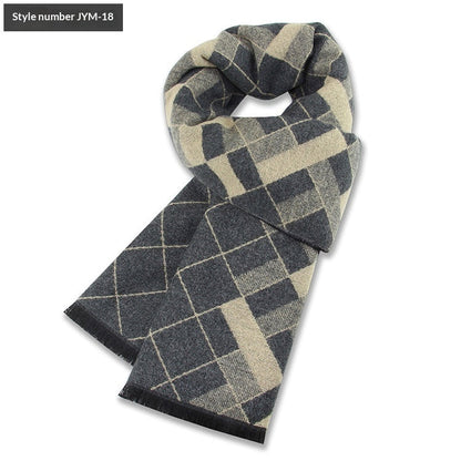 Mens Wool-Blend Plaid Scarf Winter Warmth & Extra Thickness