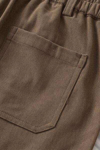 Half Elastic Waist Straight Pants for Comfortable Fit