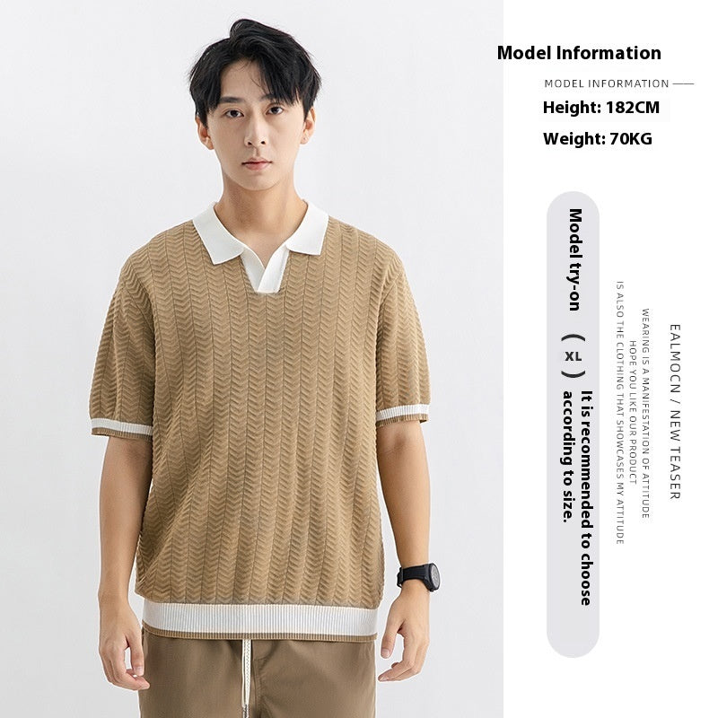 Polo Shirt Men's Ice Silk Led High-end Short-sleeved T-shirt Summer