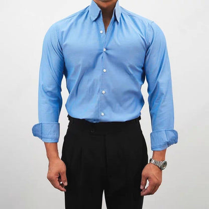 Casual Solid Color Workwear Shirt Men