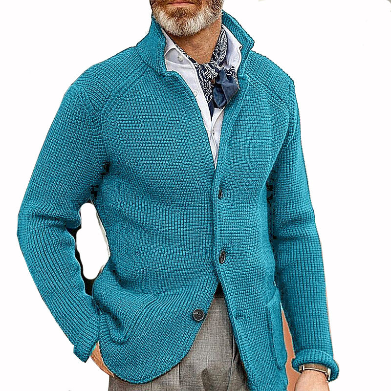Amazon New Autumn And Winter Men's Lapel Knitted Cardigan Cross-border Coat Sweater Jacket Single-breasted Thick Sweater