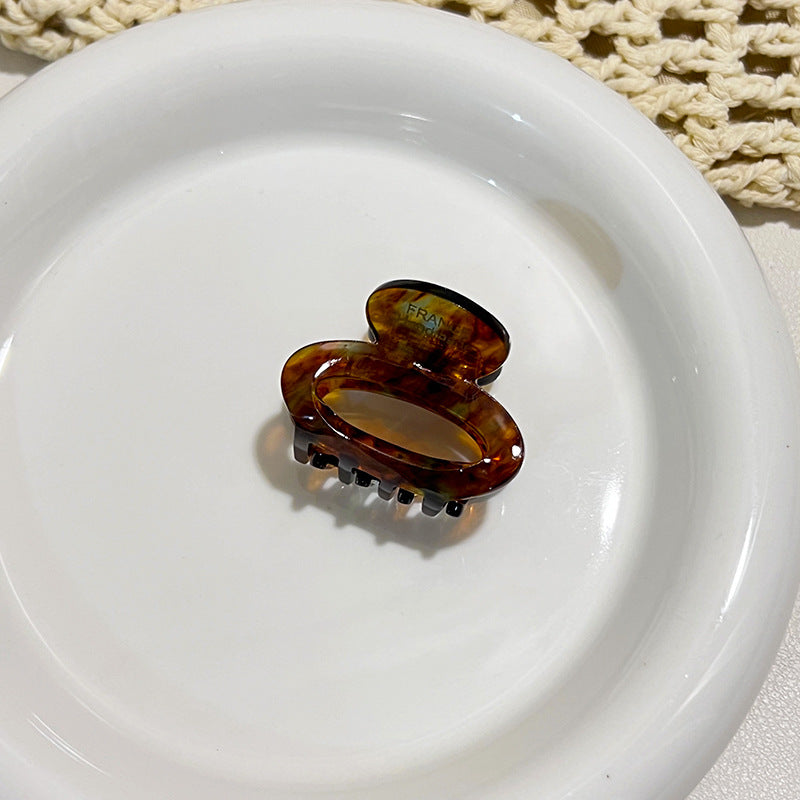 Vinegar-acid Floral Small Hair Clip Minimalist Oval Shape