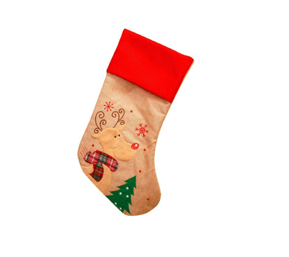 Christmas Decoration Linen Red Bordered Old Man Snowman Christmas Socks Christmas Gift Bag Candy Socks