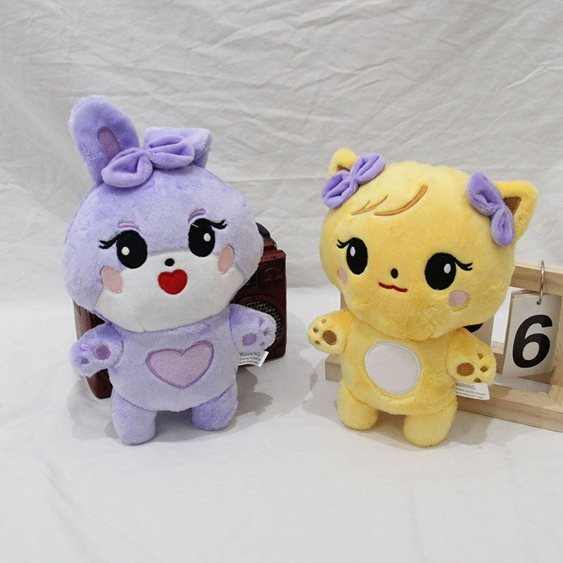 Cute Yellow Duck Bear and Purple Rabbit Plush Dolls