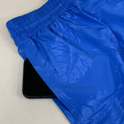 RAYA SUN Stretch Swim Style Shorts W/ Flower Design Women's 1X Blue/Gray