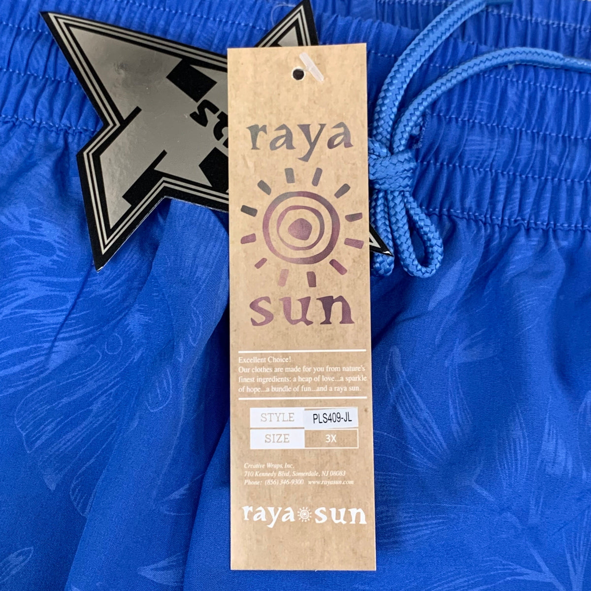 RAYA SUN Stretch Swim Style Shorts W/ Flower Design Women's 3X Blue/Gray