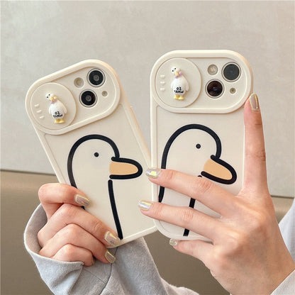 Net Red Duck for Apple 13 Mobile Phone Case Push Window iPhone14promax Women's 11/12 Silicone Soft Cover X