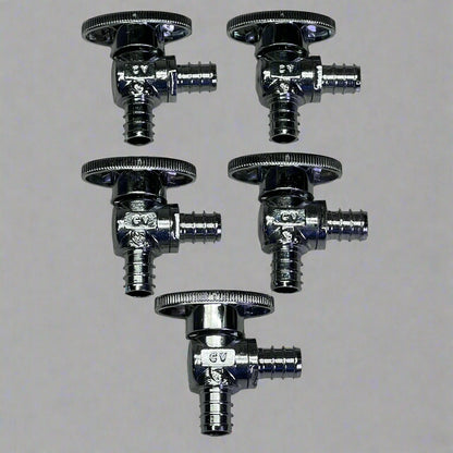 CROWN (5 Pack) Turn Supply Stop Valve 1/4", Chrome