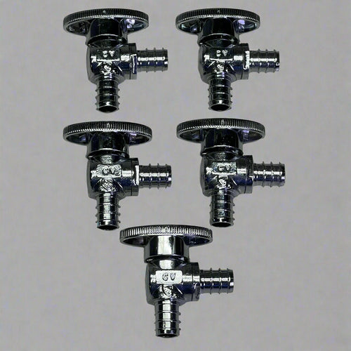 CROWN (5 Pack) Turn Supply Stop Valve 1/4", Chrome
