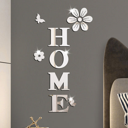 Acrylic mirror wall stickers flowers home decoration letters soft mirror self-adhesive wall stickers