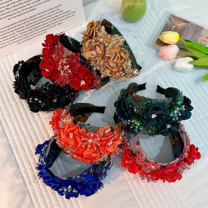 Handmade fabric flower headband and water diamond headband