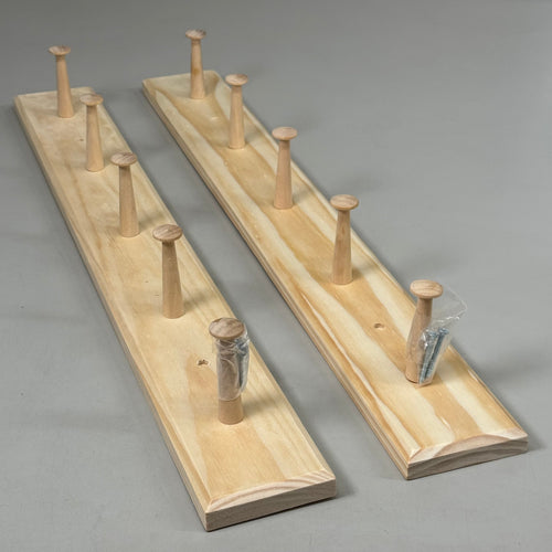 MAINSTAYS (2 PACK) Wall Mounted Hook Rack 5 Pegs 27" Unfinished Wood Finish