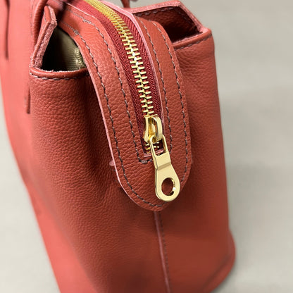 PARKER CLAY Limited Edition Napa Handbag W/ Removable Strap 12"x9"x6", 5" Handle Drop Wine Red