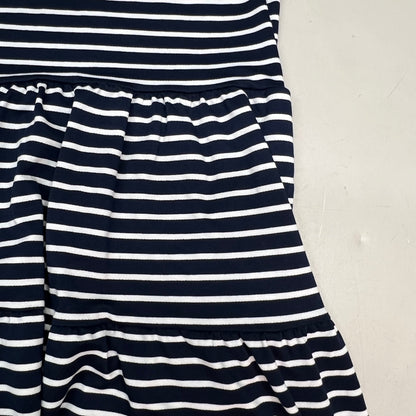 NAUTICA JEANS Tiered Collared Sleeveless Dress Women's Sz M Navy Blue/White