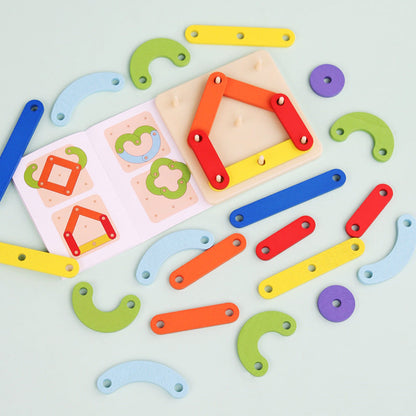 Children's Montessori Geometry Puzzle Creative Versatile Nail Board Early Education Wooden Puzzle Fun Toy