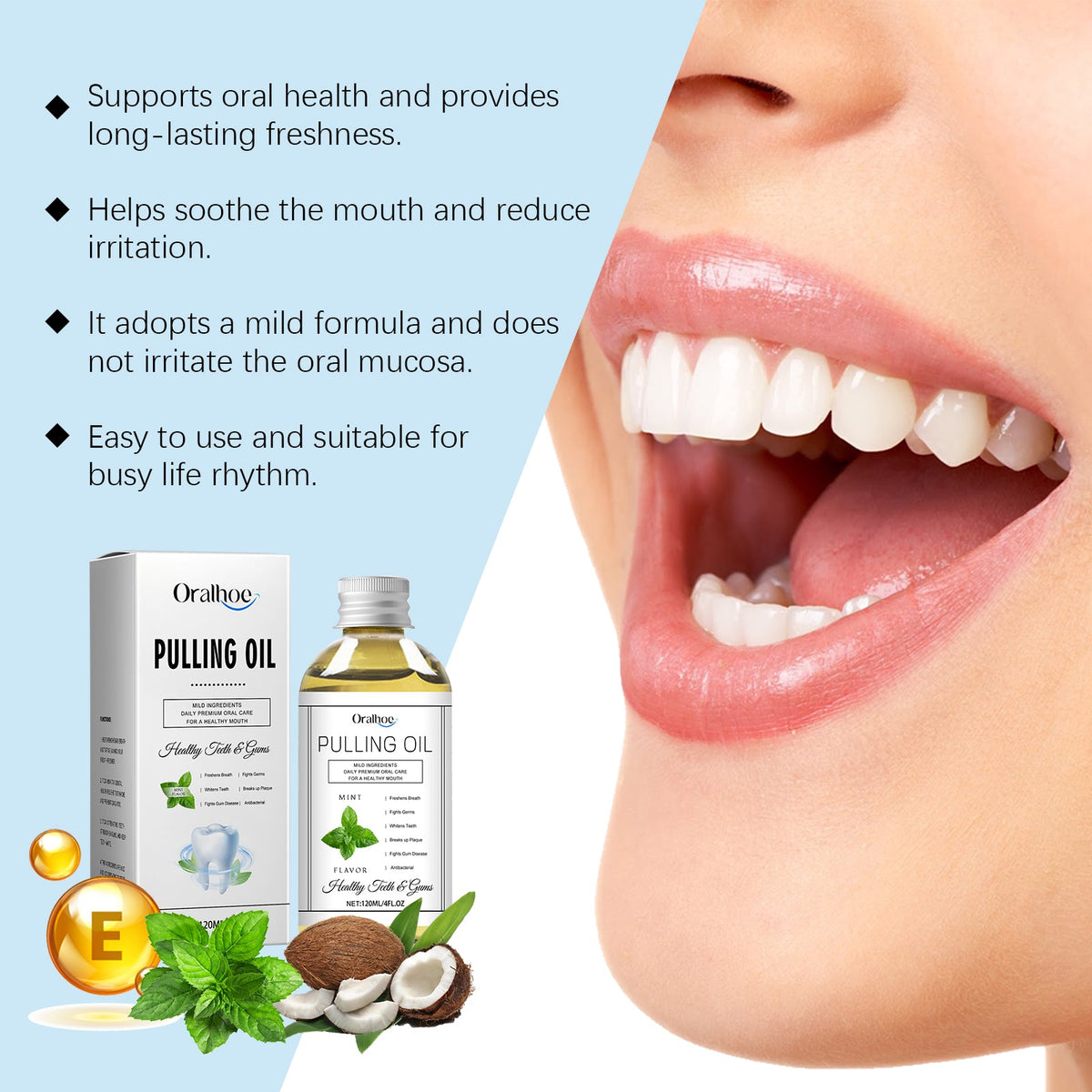 Mouth Coconut Mouthwash Fresh Breath Clean Odor Stains Stains And Beautiful Teeth Mouthwash