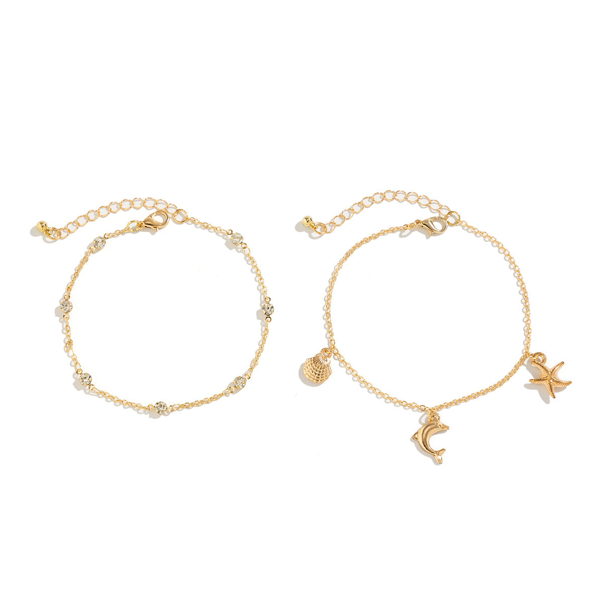 Beach Anklet Star Butterfly Chain Imitation Pearl Foot Chain Ocean Wind Shell Dolphin Foot Jewelry
