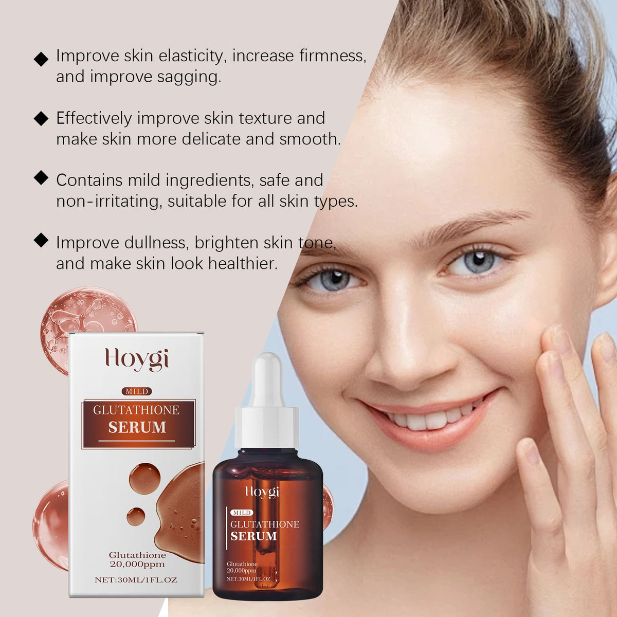 Glutathione Facial Serum Moisturizes And Improves Skin Elasticity, Brightening And Restoring Essence