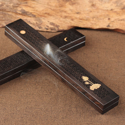 Wooden thread incense box, black sandalwood inlaid with boxwood, sleeping incense burner, incense burner, household indoor agarw