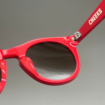 FRIDA MAE CHEEK Acetate Round Polarized Lens Sunglasses Red SUN-ROUND-RED