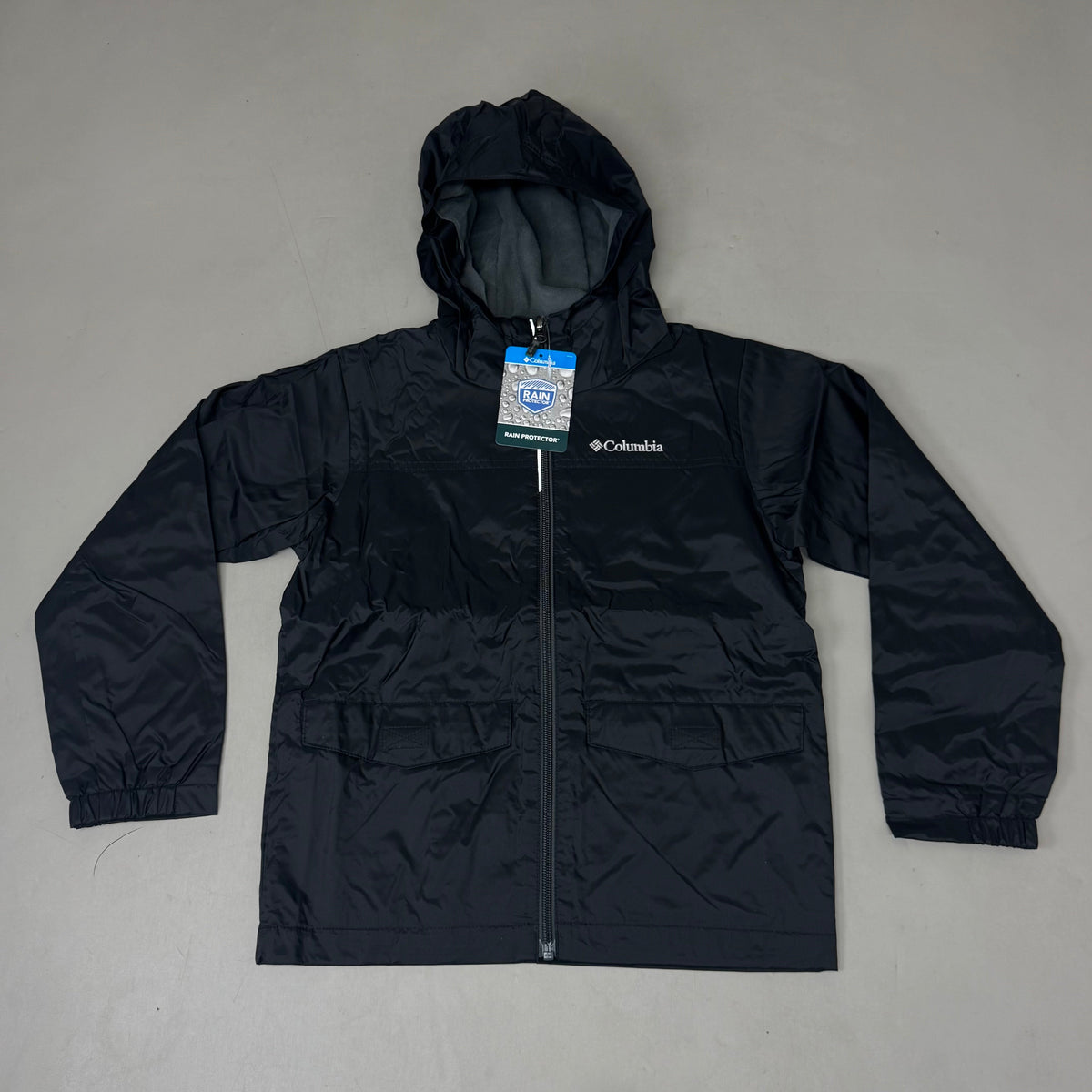 COLUMBIA Rain-Zilla Fleece Lined ZipUp Jacket Unisex Youth Sz XS Black RB3418-015