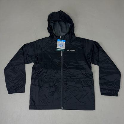COLUMBIA Rain-Zilla Fleece Lined ZipUp Jacket Unisex Youth Sz XS Black RB3418-015