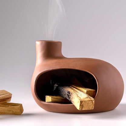 Ceramic Incense Burner with Palo Santo and Sage for Aromatherapy