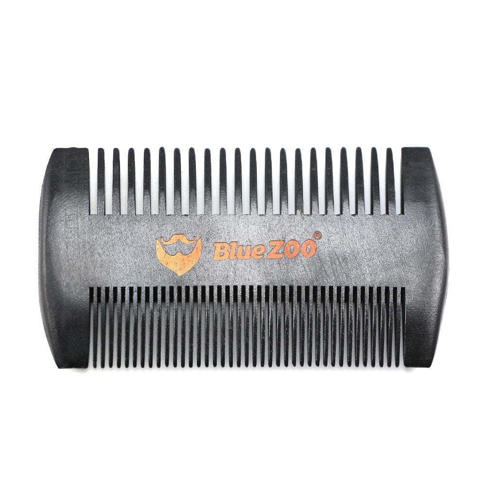 Black Spray Painted Pear Wood Bluezoo Double Sided Beard Comb Beard Portable Comb Care
