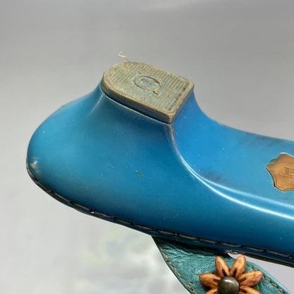 BORN Leather Beaded Flower Sandal W/ Heel Women's Sz 12 Green/Blue (Used)