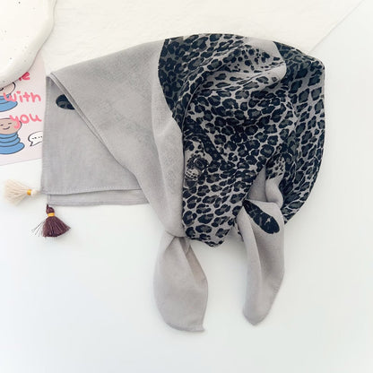 Jungle Cheetah Art Print Square With Tassels Silk Shawl For Stylish Outfits Blogger-Style Multi-Use Scarf